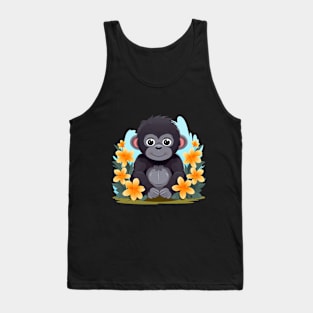 Monkey Surrounded by Flowers Tank Top